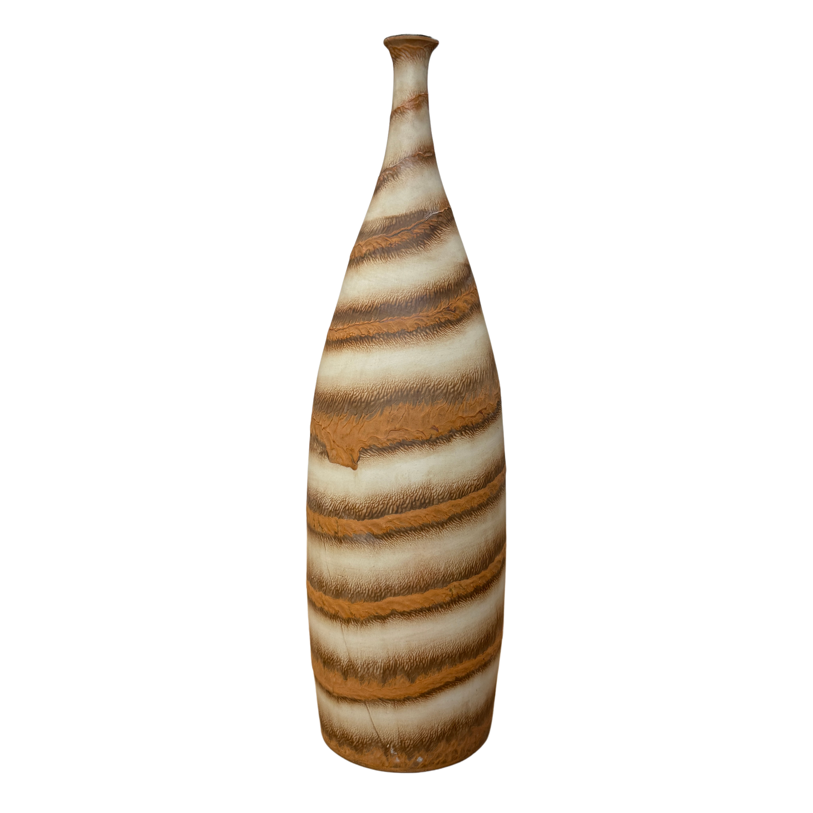 Brown and Cream Ceramic Vase with Flared Neck - FEA Home