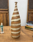 Brown and Cream Ceramic Vase with Flared Neck - FEA Home
