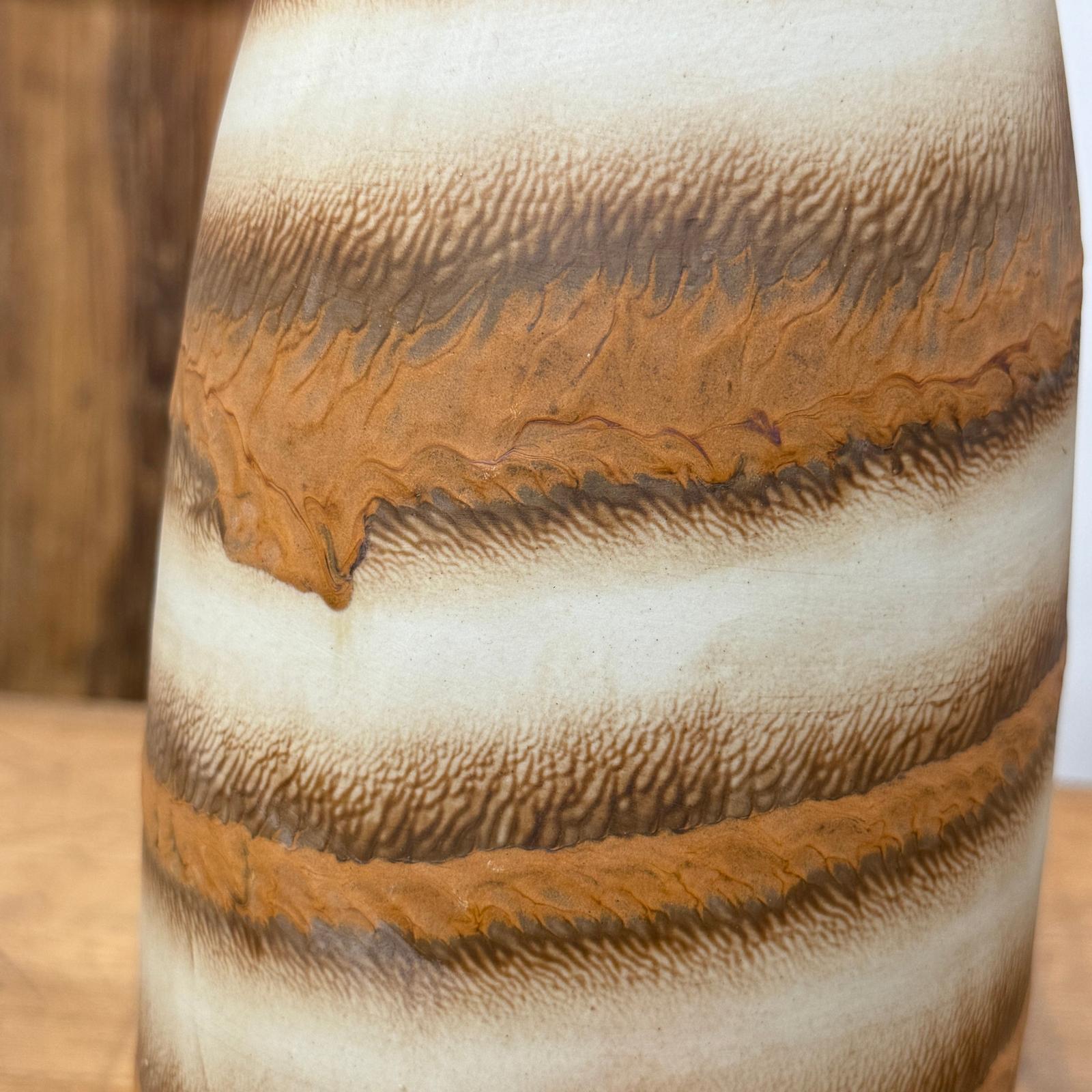 Brown and Cream Ceramic Vase with Flared Neck - FEA Home