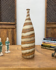 Brown and Cream Ceramic Vase with Flared Neck - FEA Home