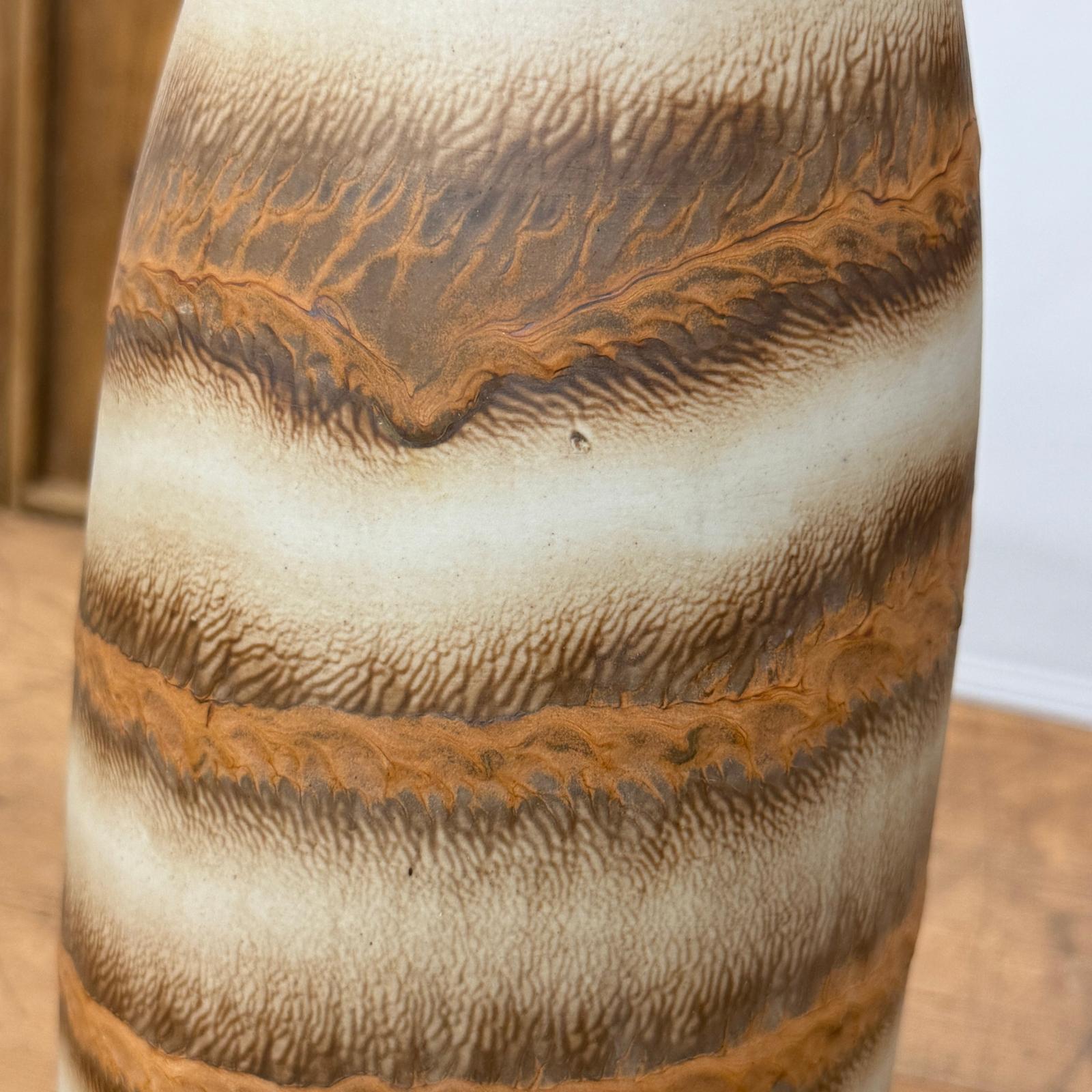 Brown and Cream Ceramic Vase with Flared Neck - FEA Home
