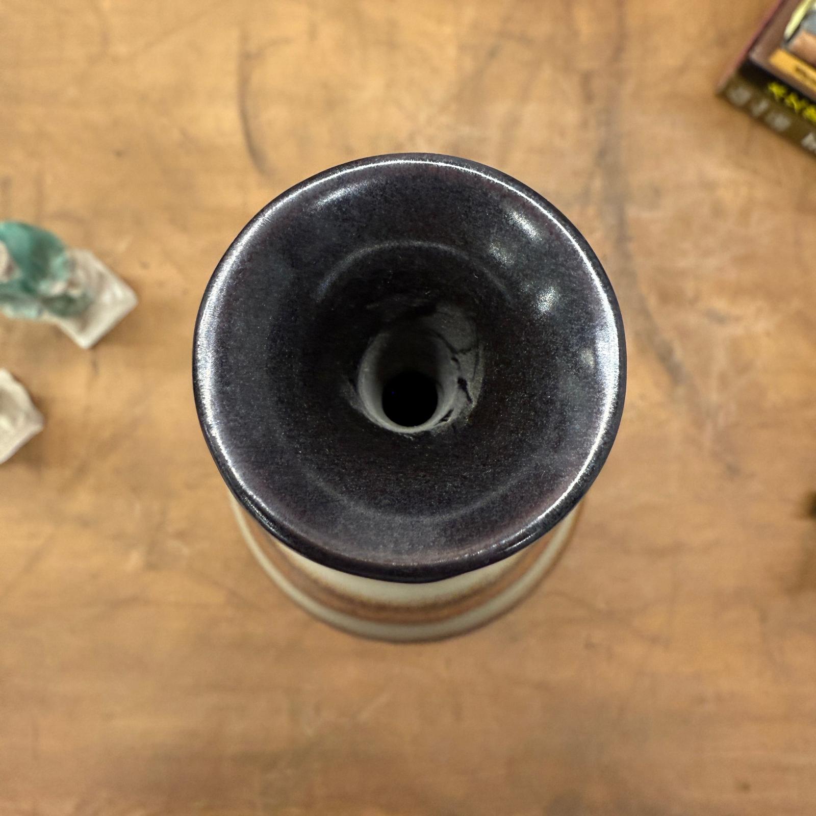 Brown and Cream Ceramic Vase with Flared Neck - FEA Home