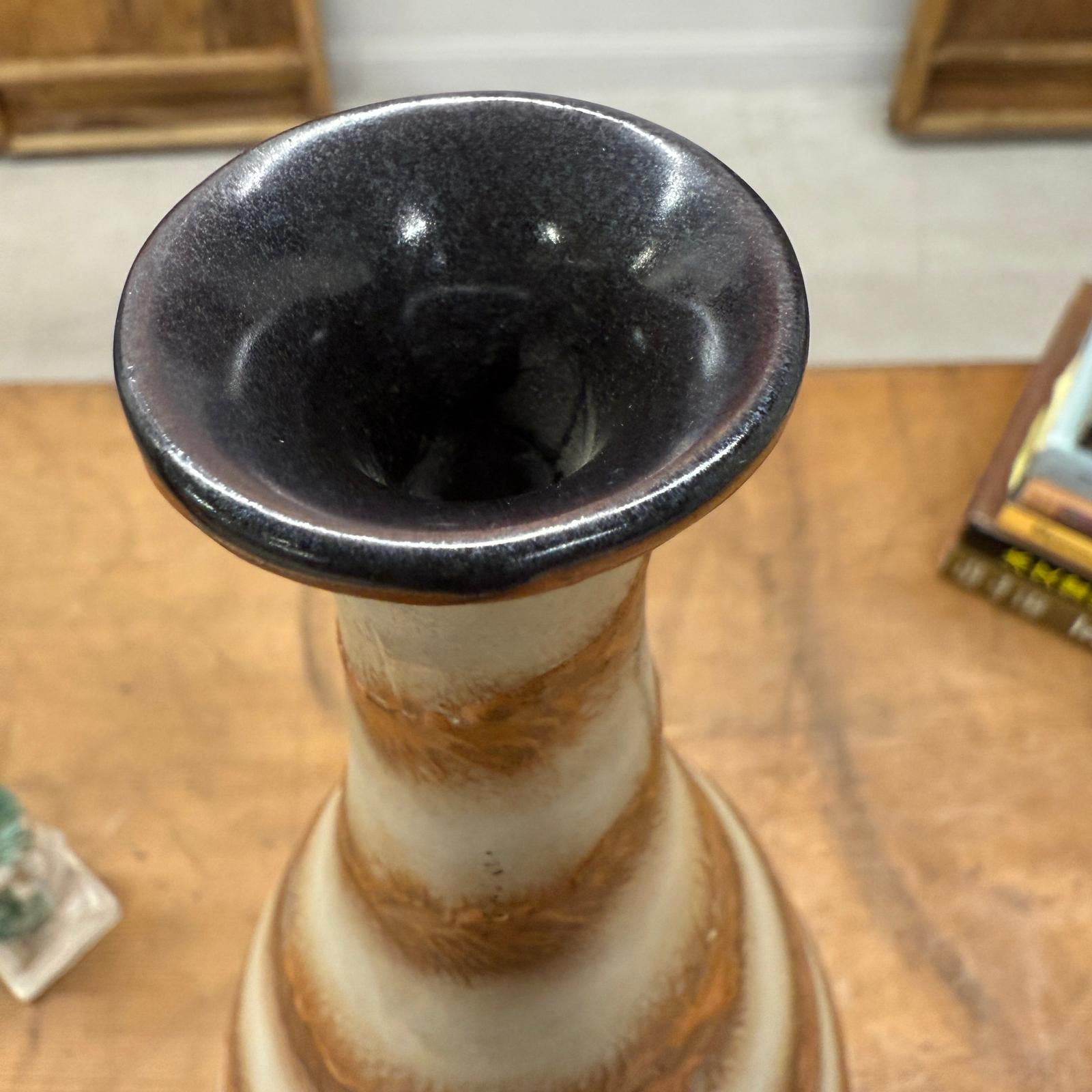 Brown and Cream Ceramic Vase with Flared Neck - FEA Home