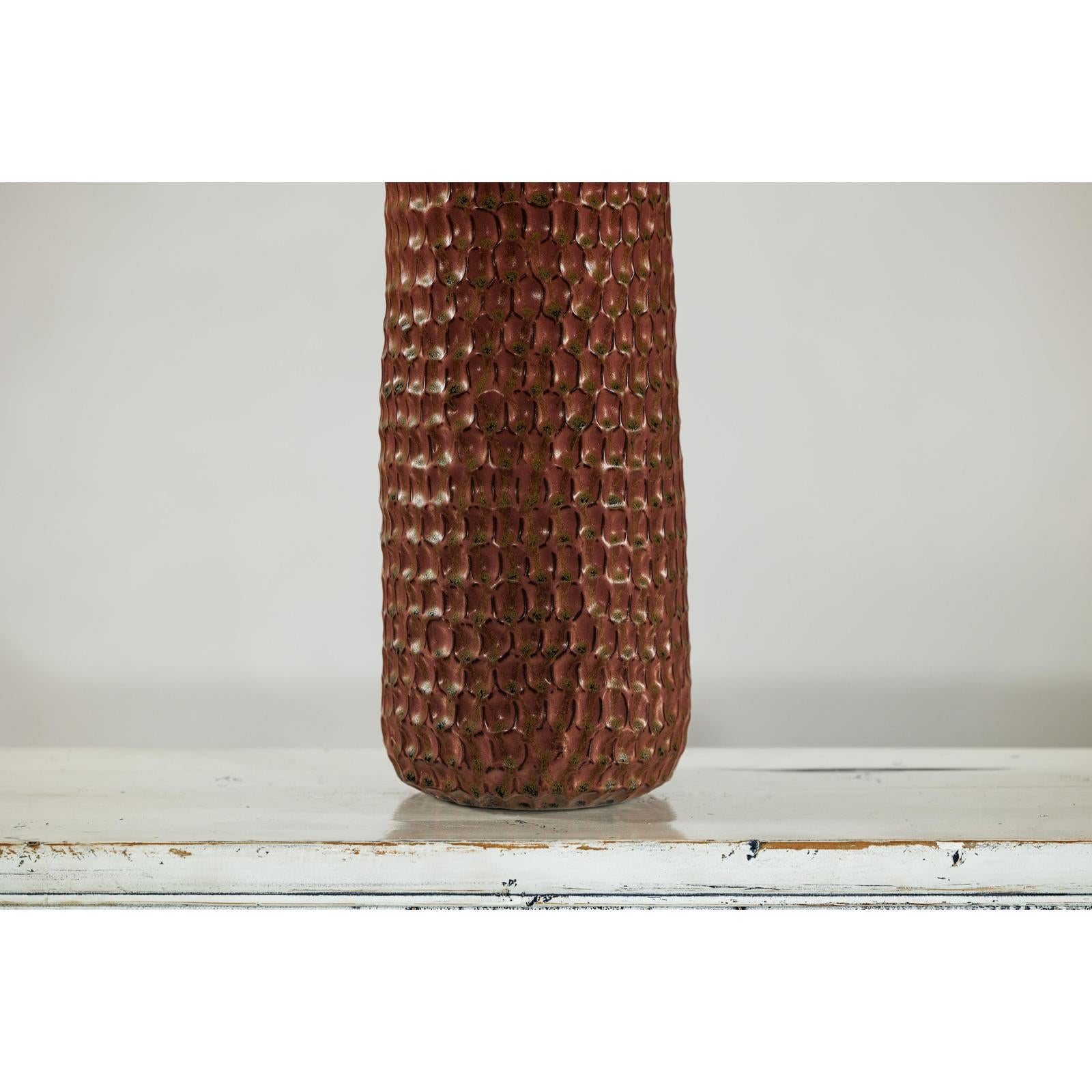 Brown Ceramic Vase with Honeycomb Texture &amp; Green Speckles - image 10
