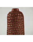 Brown Ceramic Vase with Honeycomb Texture & Green Speckles - image 11