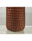 Brown Ceramic Vase with Honeycomb Texture & Green Speckles - image 13