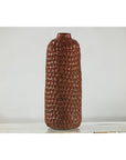Brown Ceramic Vase with Honeycomb Texture & Green Speckles - image 15