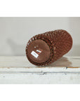 Brown Ceramic Vase with Honeycomb Texture & Green Speckles - image 18