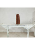Brown Ceramic Vase with Honeycomb Texture & Green Speckles - image 4