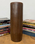 Brown Cylinder Shaped Vase with Stripes Down the Sides - FEA Home