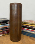 Brown Cylinder Shaped Vase with Stripes Down the Sides - FEA Home