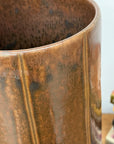 Brown Cylinder Shaped Vase with Stripes Down the Sides - FEA Home