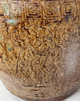 Brown Glazed Ceramic Planter with Carved Relief Pattern - FEA Home
