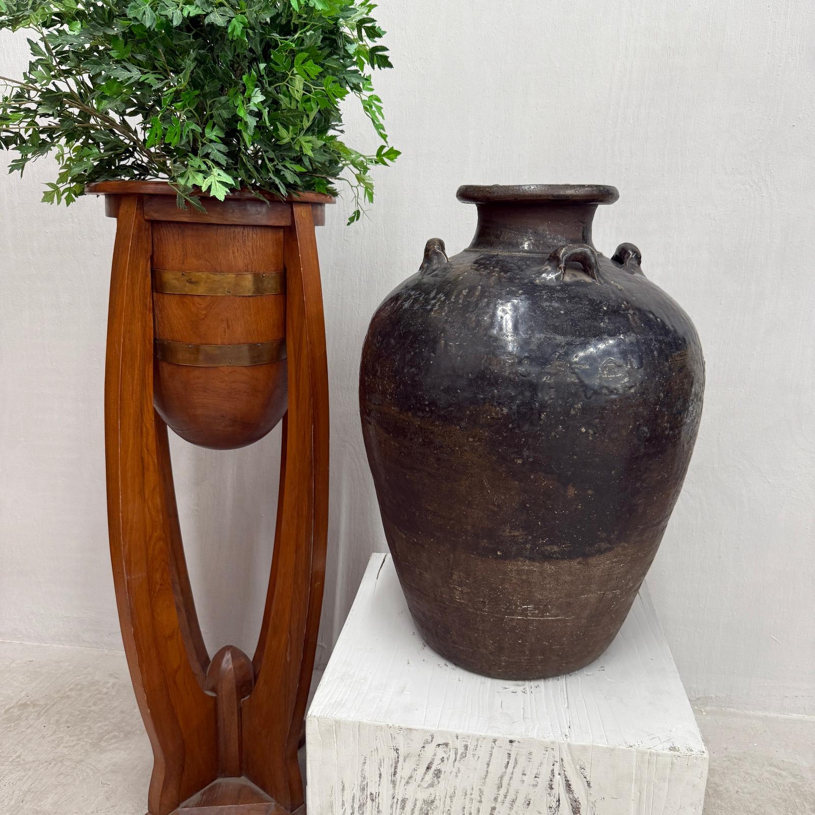 Brown Storage Water Jar Vessel with Small Loop Handles, SKU , image 3