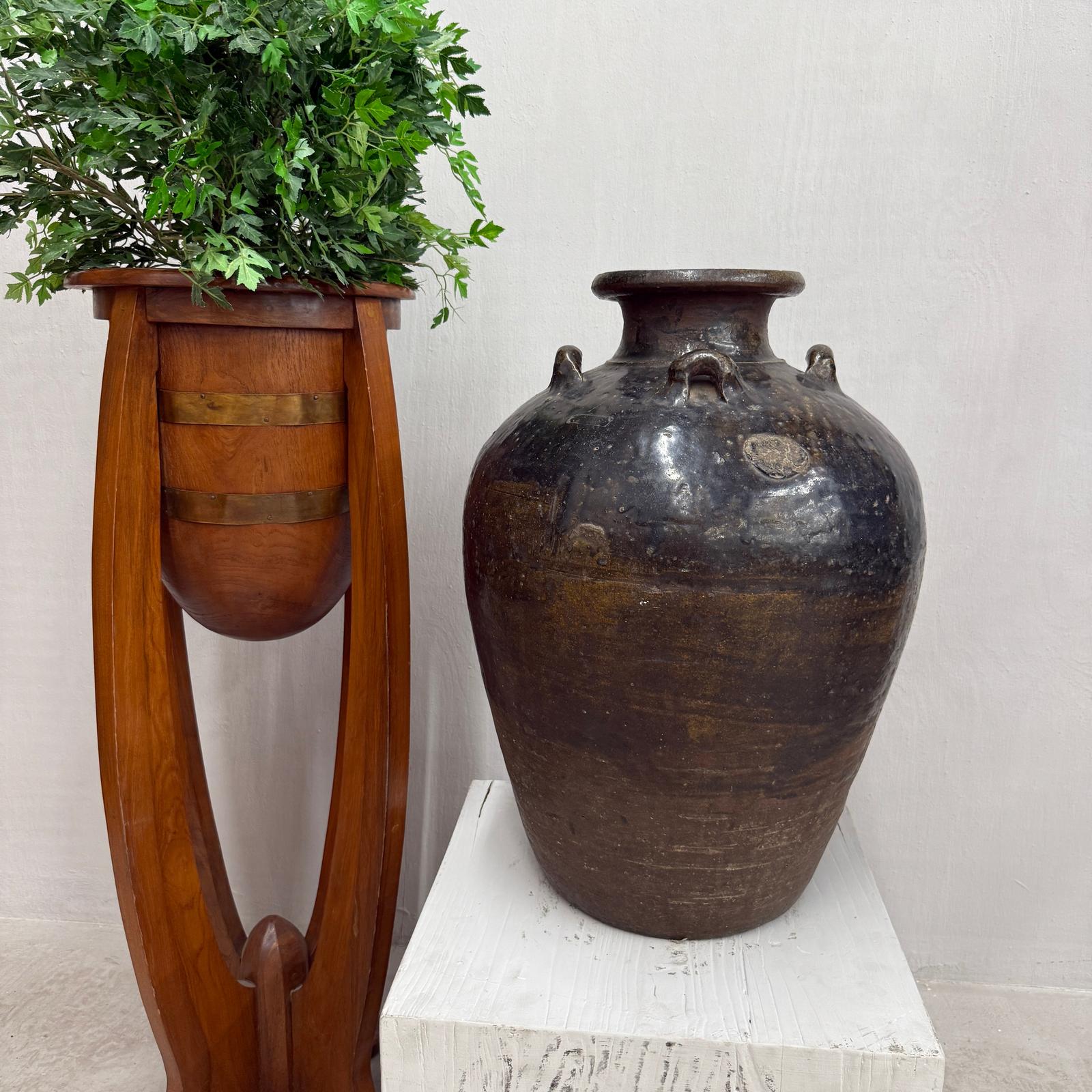 Brown Storage Water Jar Vessel with Small Loop Handles, SKU , image 4