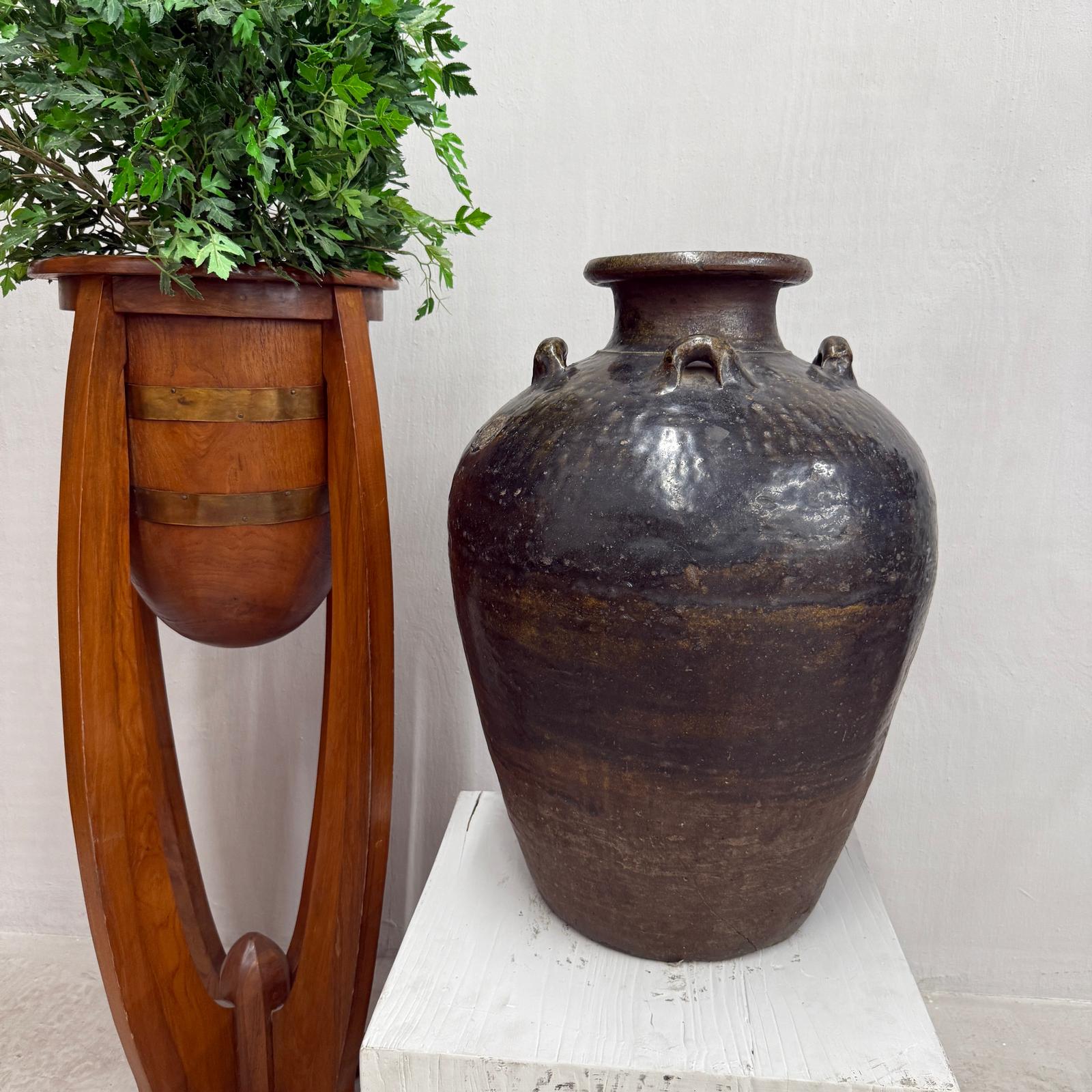 Brown Storage Water Jar Vessel with Small Loop Handles, SKU , image 5