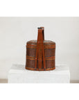 Brown Vintage Woven Carrying Box with Double-Handled