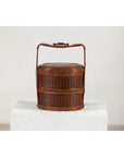 Brown Vintage Woven Carrying Box with Double-Handled