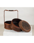 Brown Vintage Woven Carrying Box with Double-Handled