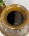 Brown Yellow Storage Water Jar Vessel with Small Handles - FEA Home