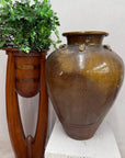 Brown Yellow Storage Water Jar Vessel with Small Handles - FEA Home