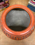 Burnt Orange Cinnabar Hibachi with Hand-Carved Designs - FEA Home