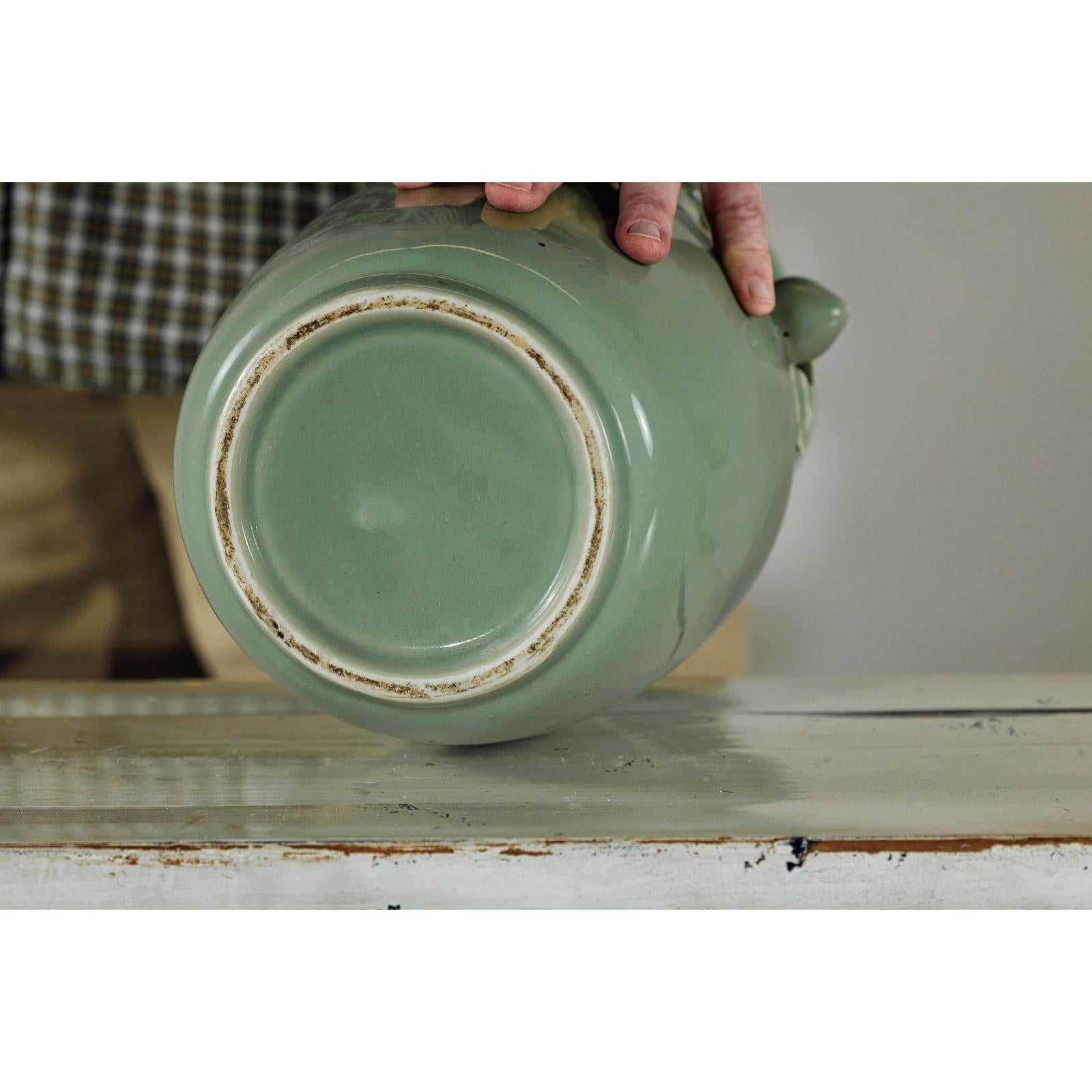 Celadon Glazed Vase with Applied Fruit and Foliate Decoration, Scalloped Rim-15. Asian &amp; Chinese Furniture, Art, Antiques, Vintage Home Décor for sale at FEA Home