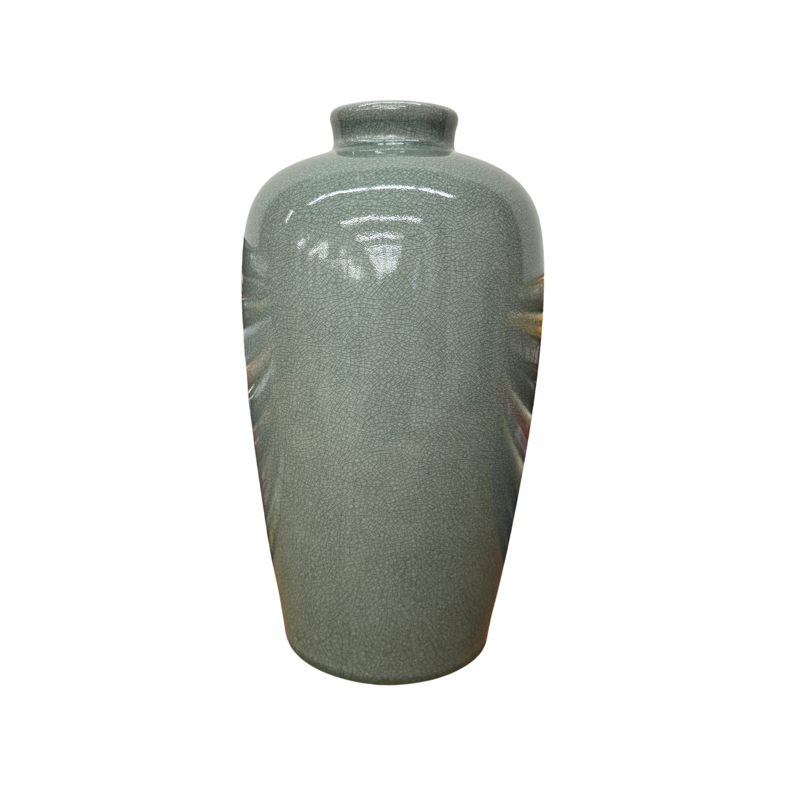 Celadon Green Vase with Rounded Body and Crackle Detail, SKU , image 1