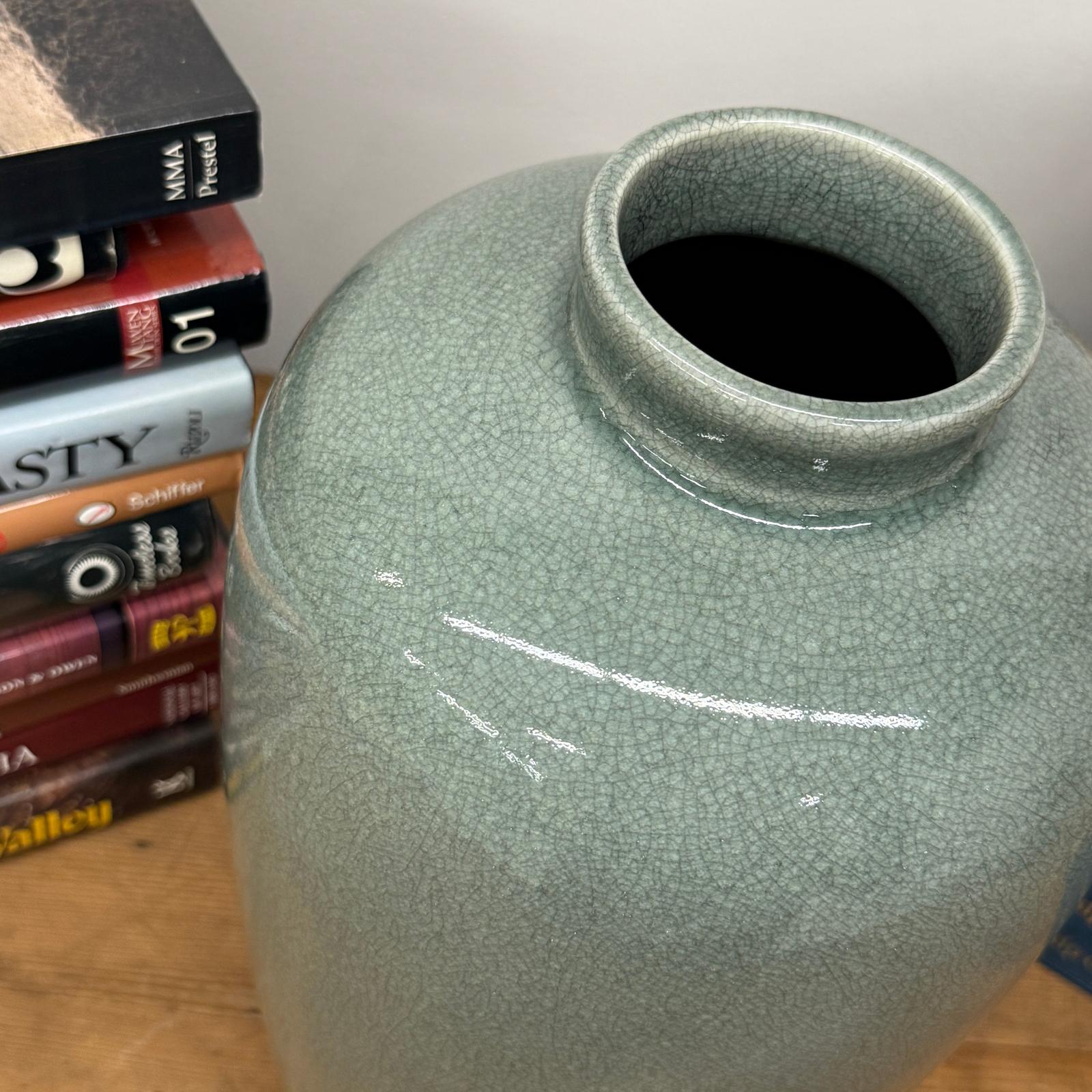 Celadon Green Vase with Rounded Body and Crackle Detail, SKU , image 4