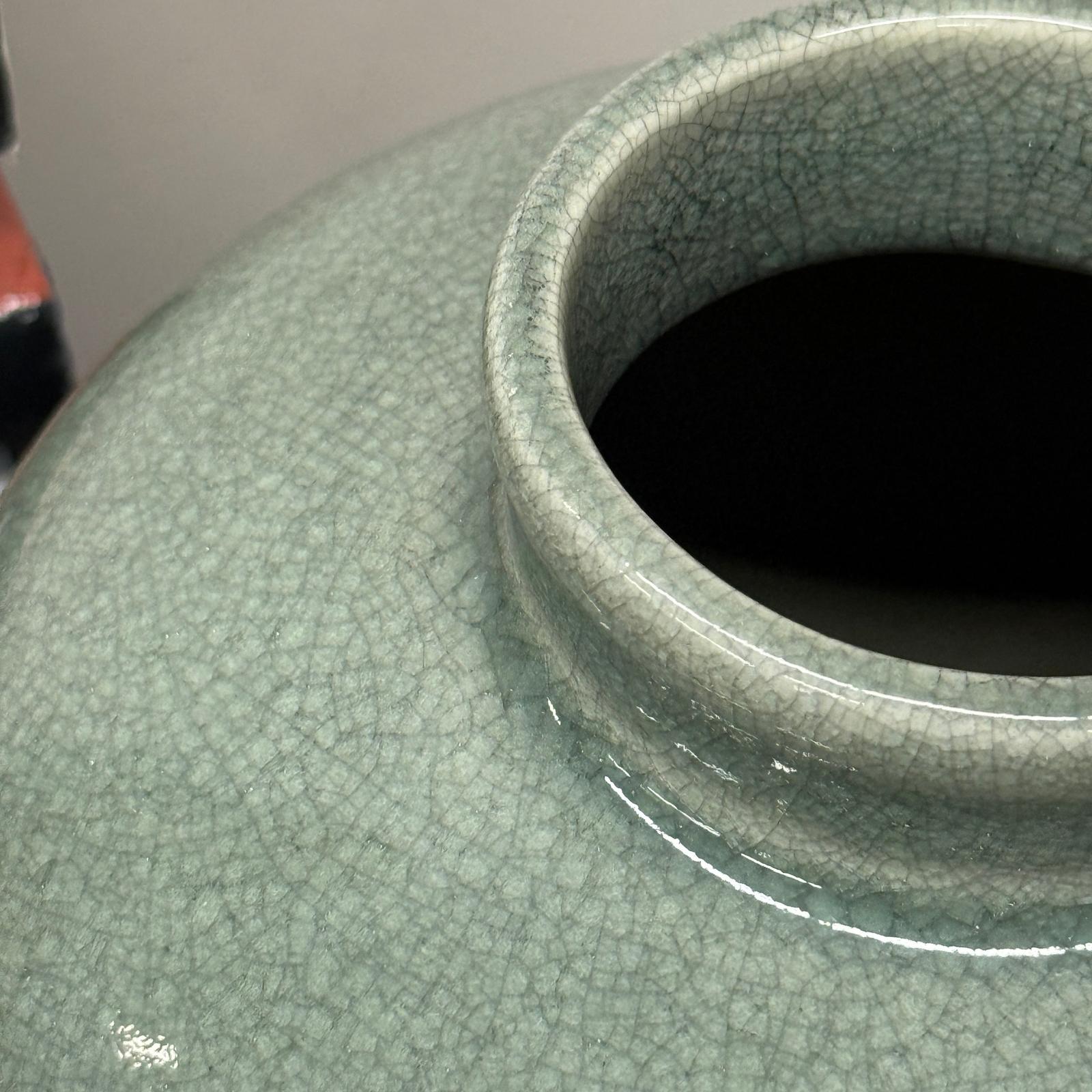 Celadon Green Vase with Rounded Body and Crackle Detail, SKU , image 6