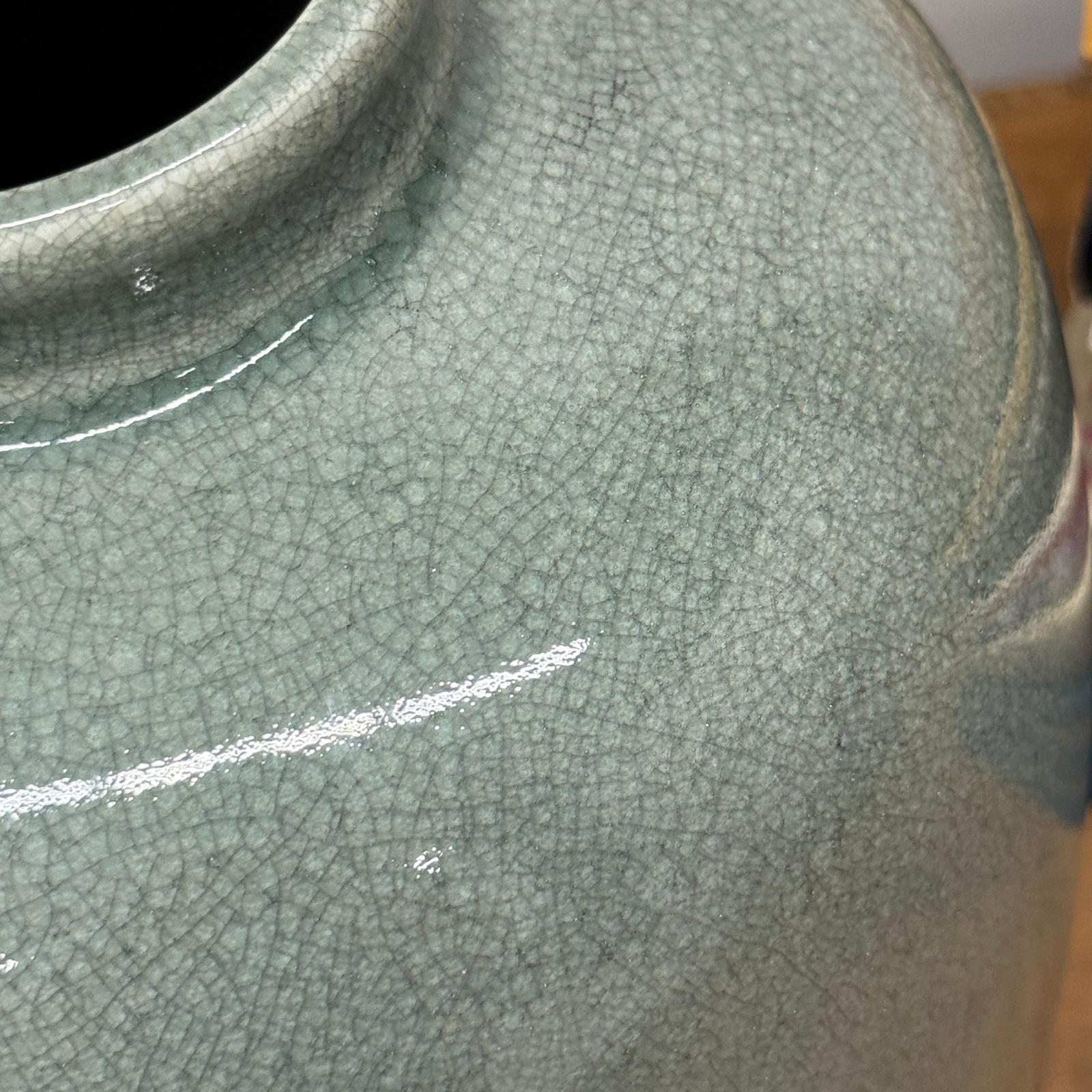Celadon Green Vase with Rounded Body and Crackle Detail, SKU , image 7