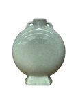 Celedon Green Crackle Glazed Ceramic Vase with Small Handles - FEA Home