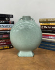 Celedon Green Crackle Glazed Ceramic Vase with Small Handles - FEA Home