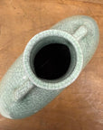 Celedon Green Crackle Glazed Ceramic Vase with Small Handles - FEA Home