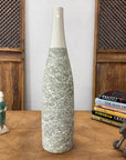 Ceramic Vase with Green & White Splatter Design & White Neck, SKU , image 4