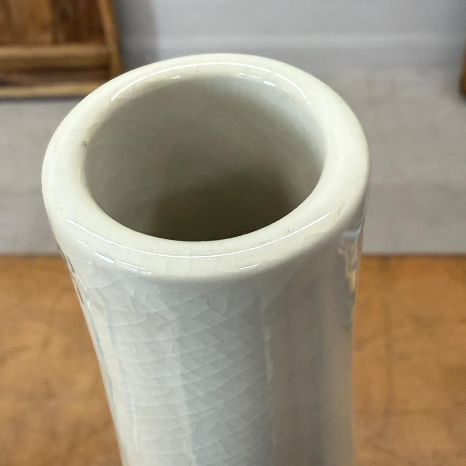 Ceramic Vase with Green &amp; White Splatter Design &amp; White Neck, SKU , image 7