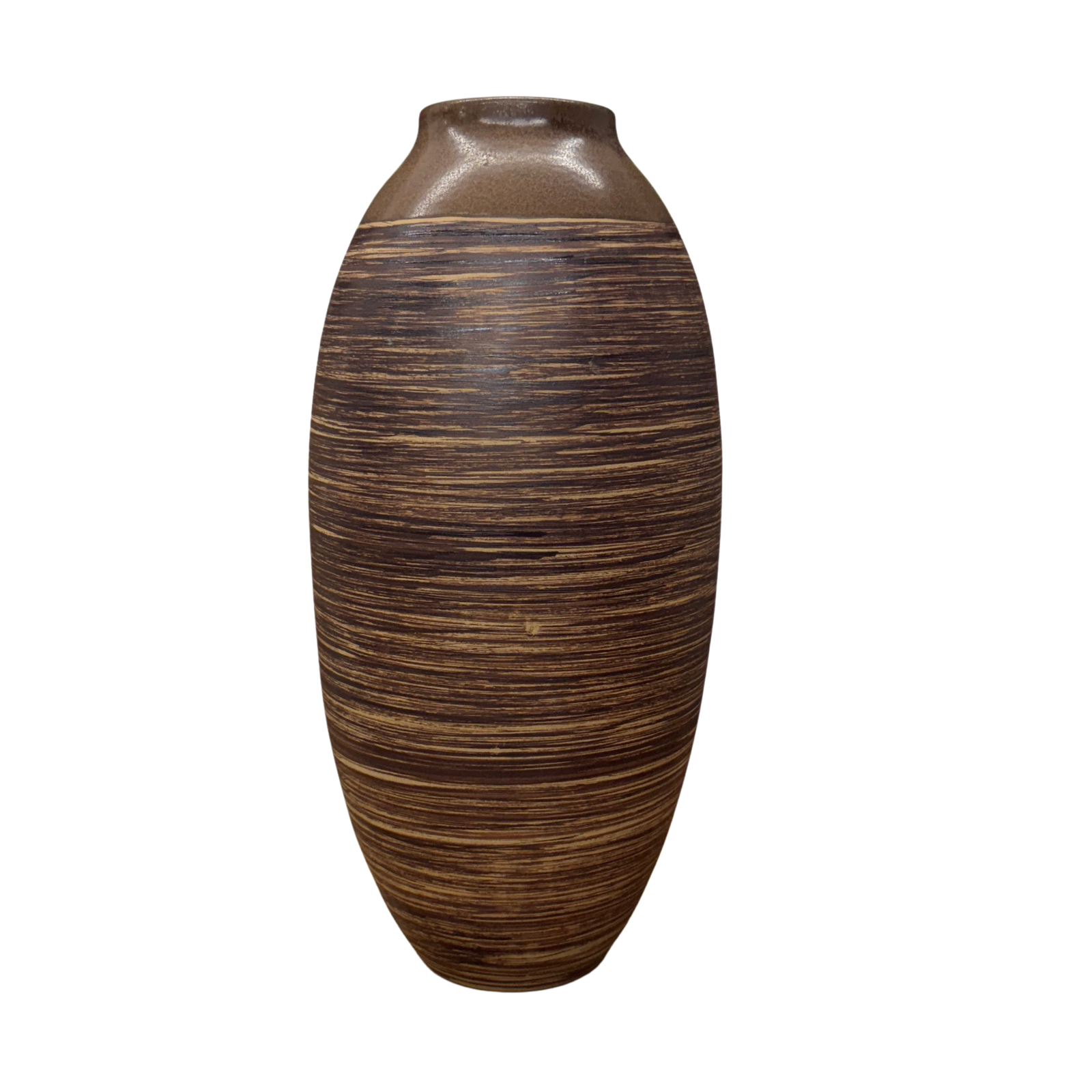 Ceramic Vase with Two-Tone Brown Rounded Streaks - FEA Home