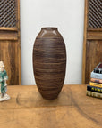 Ceramic Vase with Two-Tone Brown Rounded Streaks - FEA Home