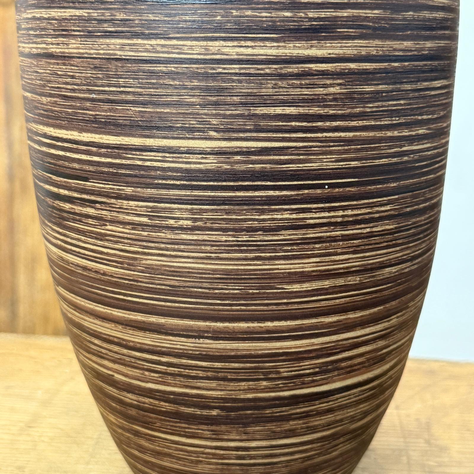 Ceramic Vase with Two-Tone Brown Rounded Streaks - FEA Home