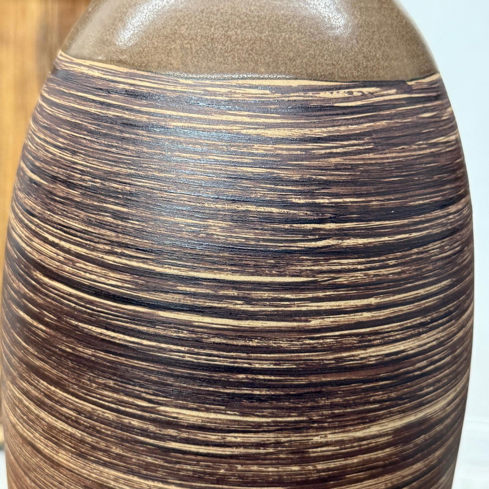 Ceramic Vase with Two-Tone Brown Rounded Streaks - FEA Home