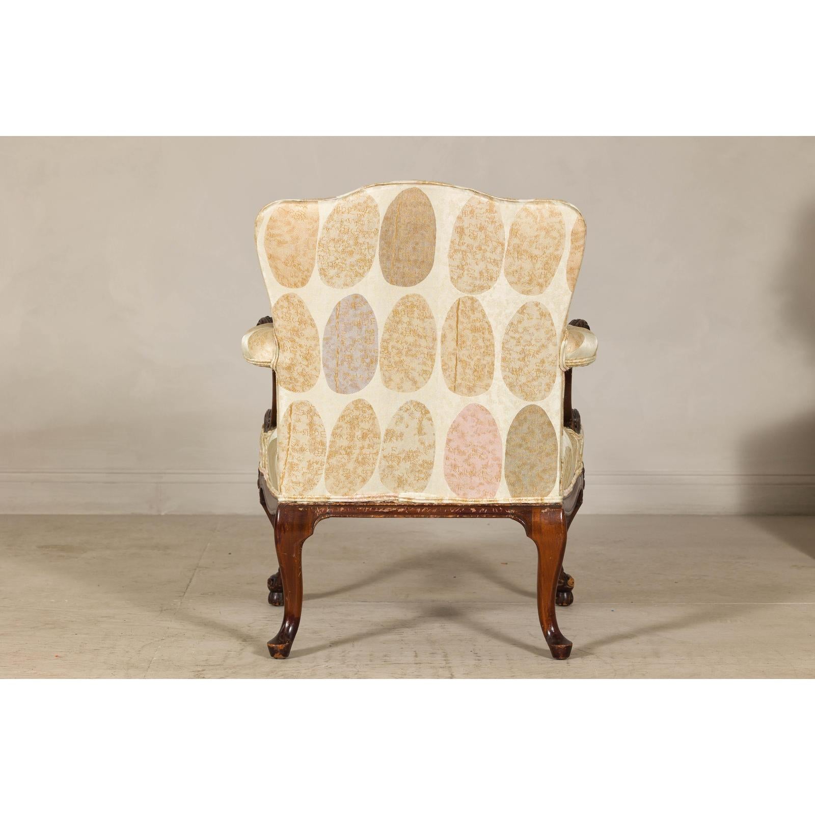 Channel-Tufted Armchair with Carved Frame and Calligraphy Motif Upholstery-10. Asian &amp; Chinese Furniture, Art, Antiques, Vintage Home Décor for sale at FEA Home