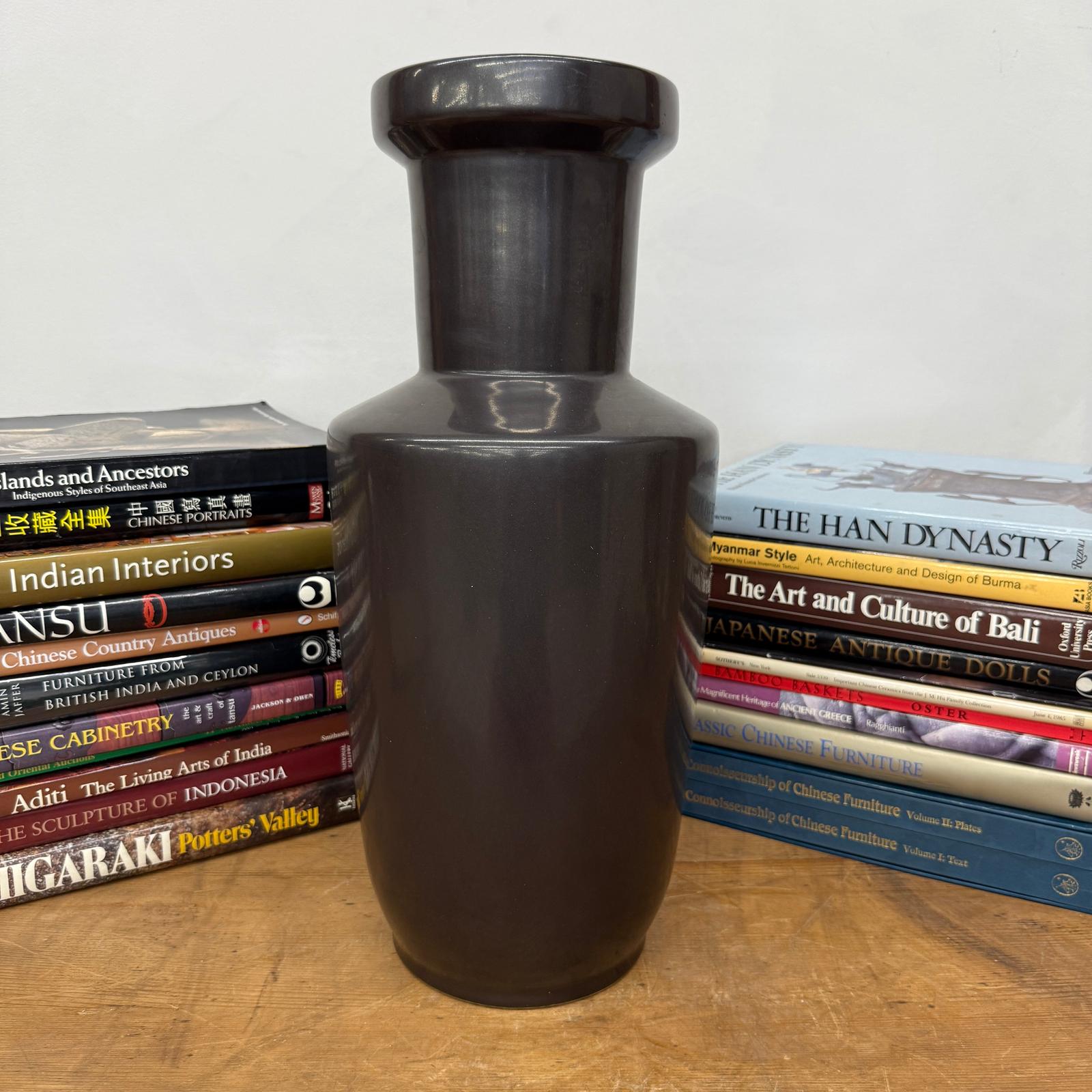 Charcoal Glaze Grey Ceramic Vase with Cylindrical Form - FEA Home