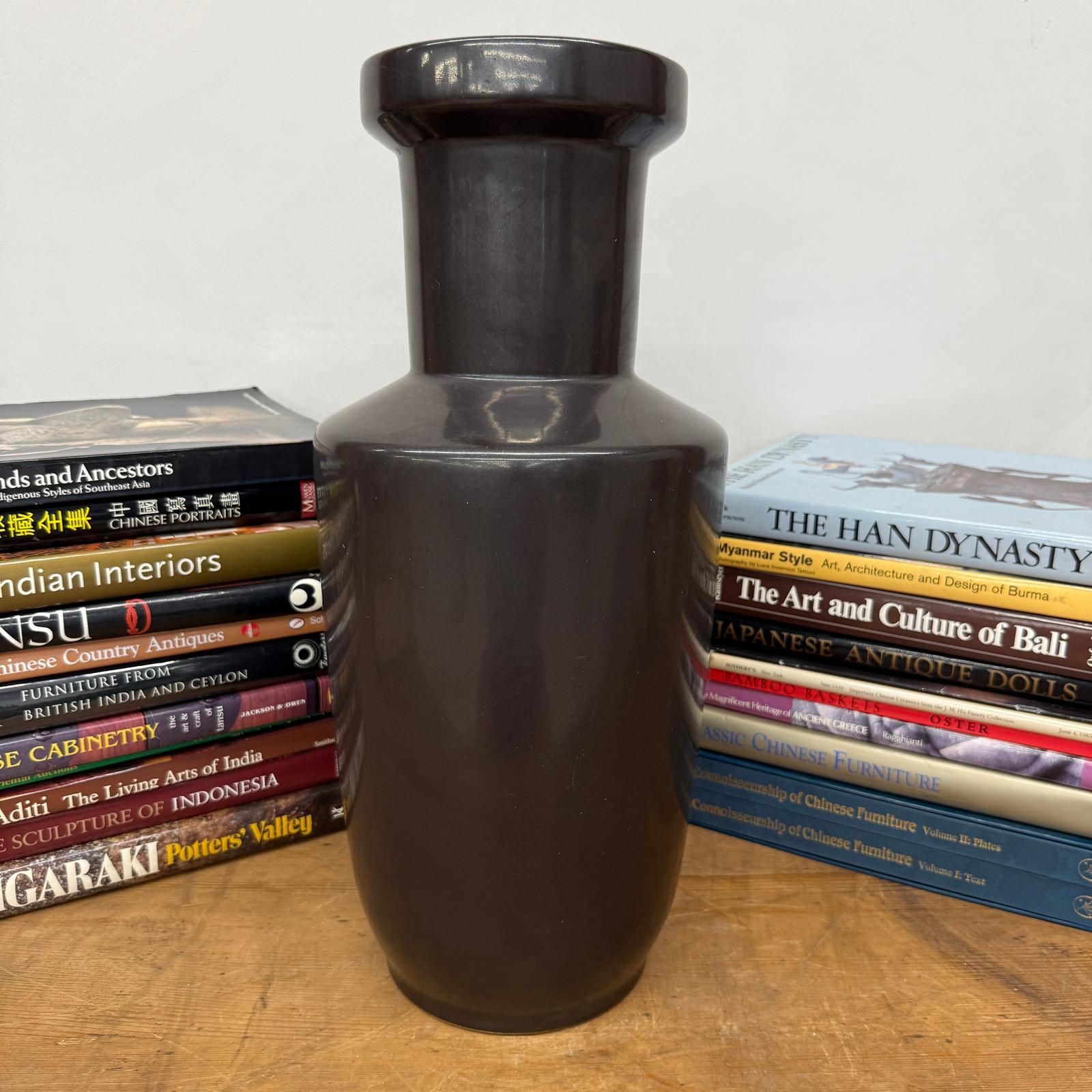 Charcoal Glaze Grey Ceramic Vase with Cylindrical Form - FEA Home