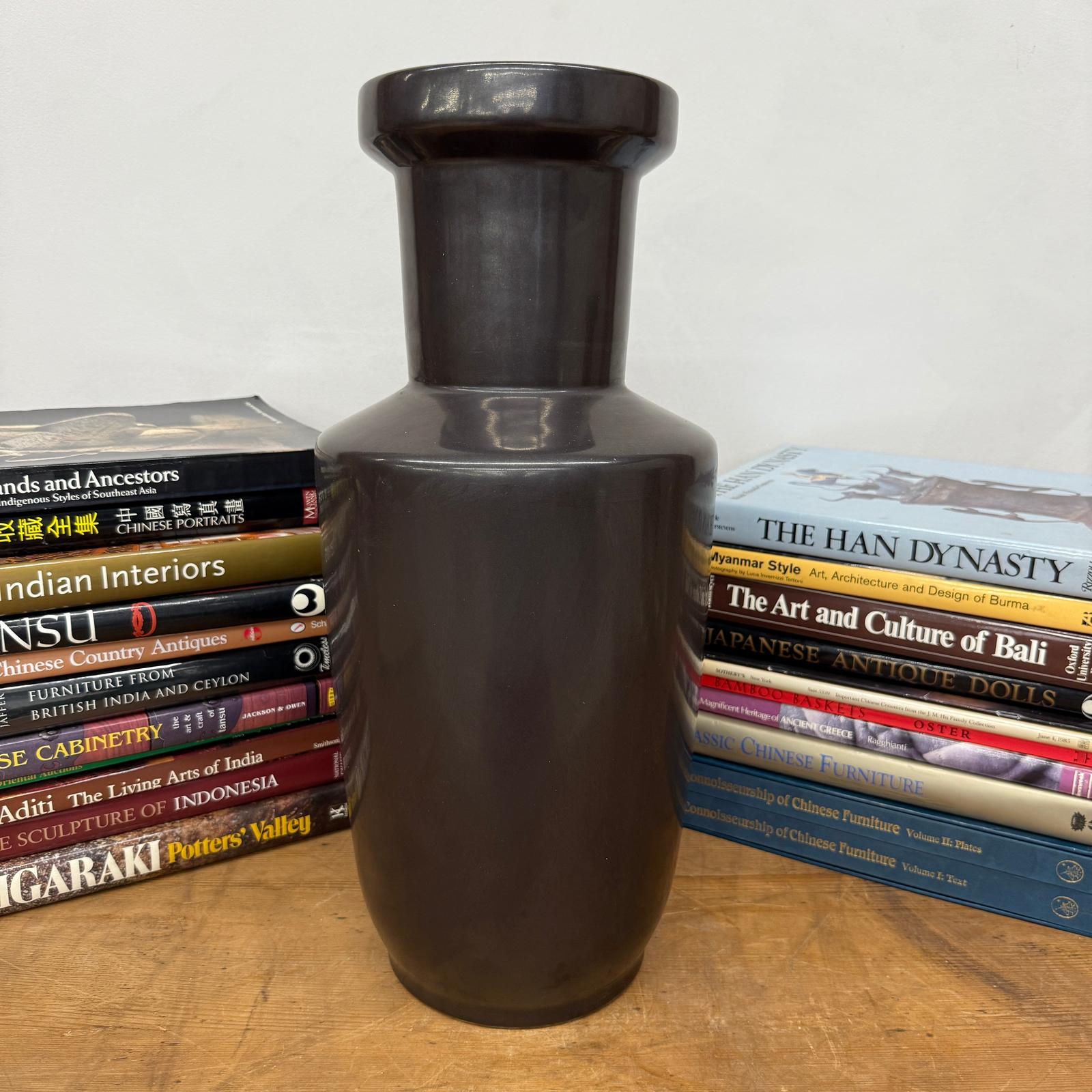 Charcoal Glaze Grey Ceramic Vase with Cylindrical Form - FEA Home