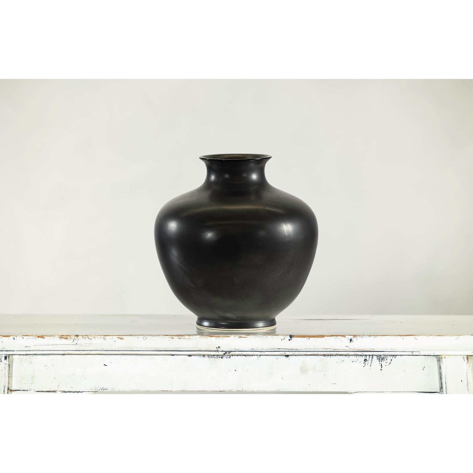 Charcoal Glazed Ceramic Vase with Rounded Belly and Flared Neck-10. Asian &amp; Chinese Furniture, Art, Antiques, Vintage Home Décor for sale at FEA Home