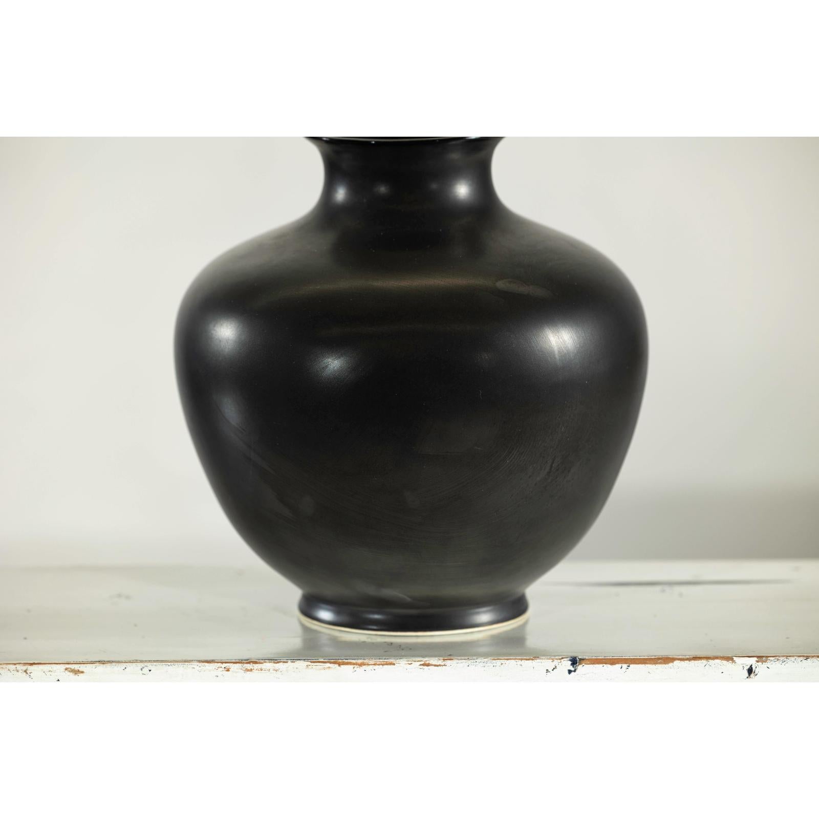 Charcoal Glazed Ceramic Vase with Rounded Belly and Flared Neck-12. Asian &amp; Chinese Furniture, Art, Antiques, Vintage Home Décor for sale at FEA Home