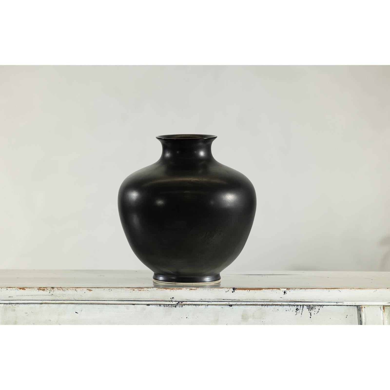 Charcoal Glazed Ceramic Vase with Rounded Belly and Flared Neck-14. Asian &amp; Chinese Furniture, Art, Antiques, Vintage Home Décor for sale at FEA Home