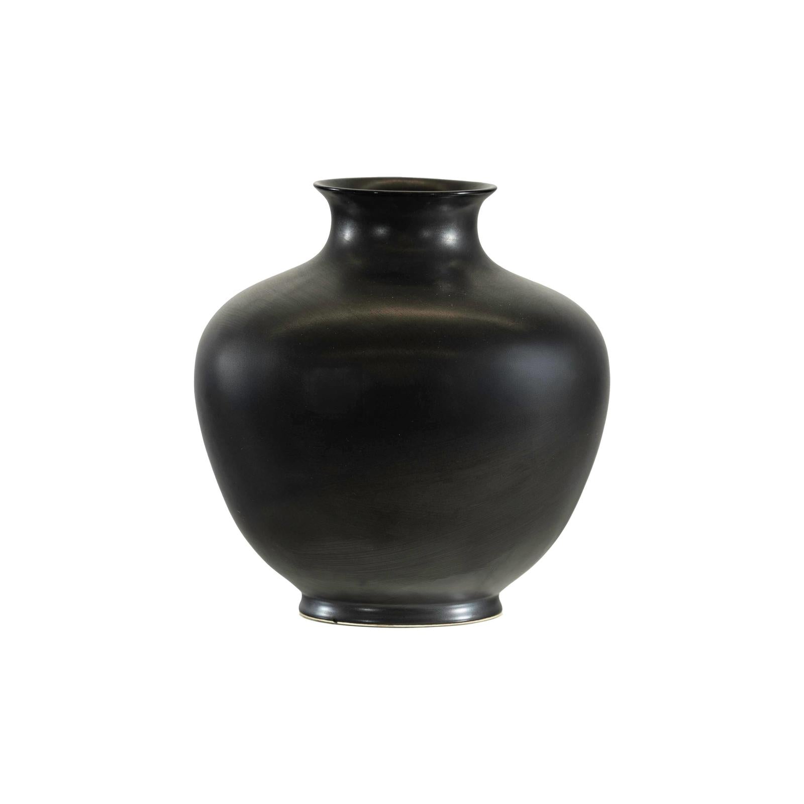 Charcoal Glazed Ceramic Vase with Rounded Belly and Flared Neck-16. Asian &amp; Chinese Furniture, Art, Antiques, Vintage Home Décor for sale at FEA Home