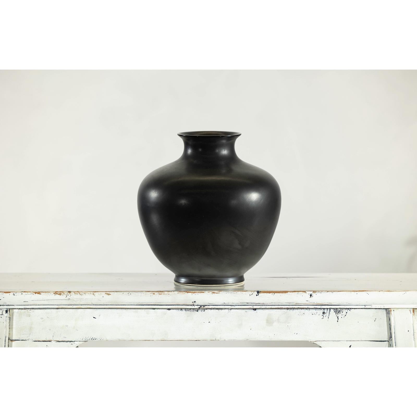Charcoal Glazed Ceramic Vase with Rounded Belly and Flared Neck-4. Asian &amp; Chinese Furniture, Art, Antiques, Vintage Home Décor for sale at FEA Home