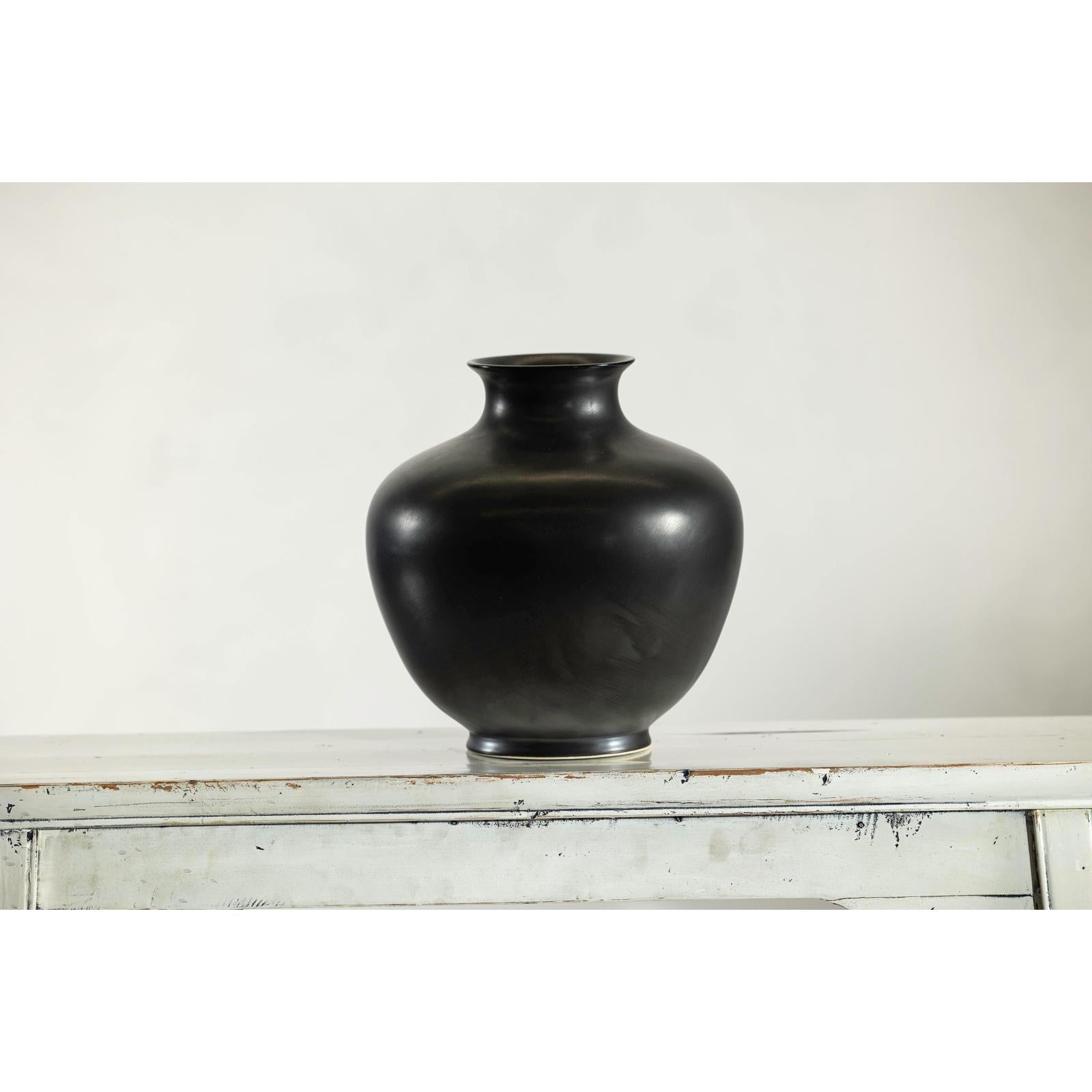 Charcoal Glazed Ceramic Vase with Rounded Belly and Flared Neck-6. Asian &amp; Chinese Furniture, Art, Antiques, Vintage Home Décor for sale at FEA Home
